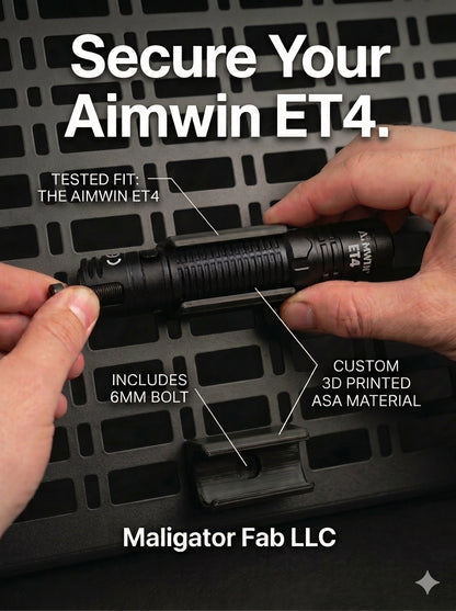 MOLLE Flashlight Mount – 0.88" Aimwin ET4 Flashlight Holder for MOLLE Panels - Maligator Fab LLC