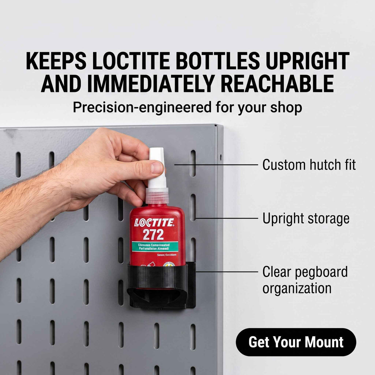 Loctite 50ml Bottle Mount for US General & ICON Hutch Pegboard