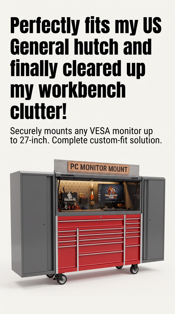PC Monitor Mount for US General Series 3/ICON Hutch Pegboard